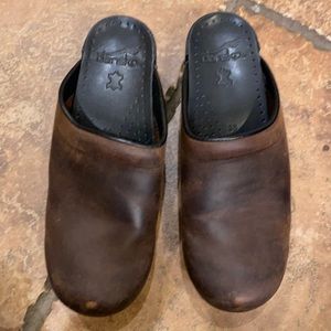 Dansko brown leather clogs